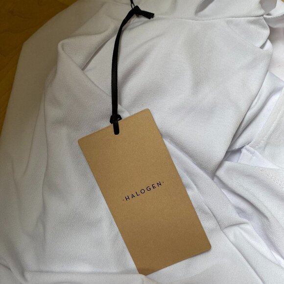 HALOGEN Bnwt White Short Sleeve Top Back Tie sz Small - Picture 8 of 8